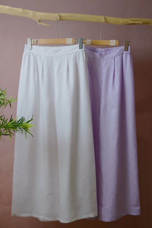 Daluo Zhen Silk [White Fruit] Elegant High-End Mulberry Silk Woven Gold Versatile Straight Pants
