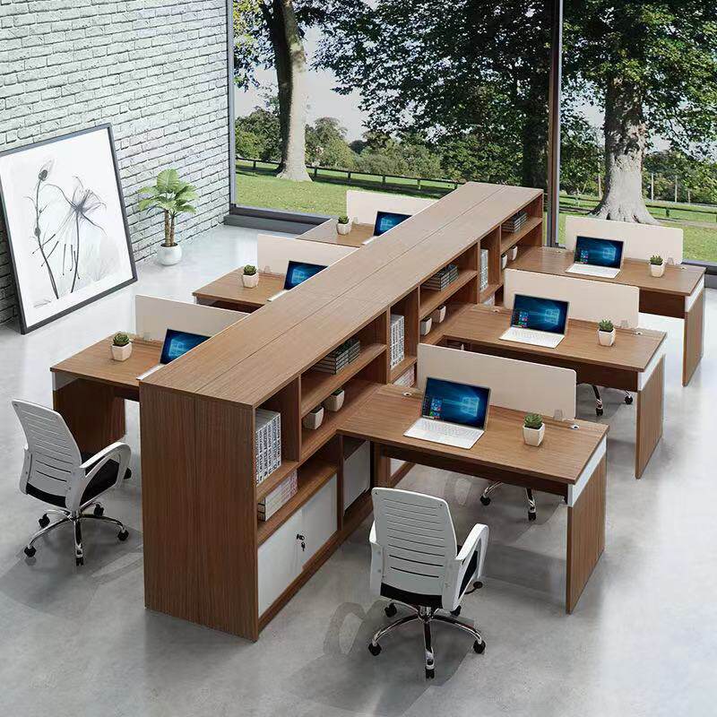 Hefei set to make six-person desk fashion computer minimalist modern single row face single staff table double