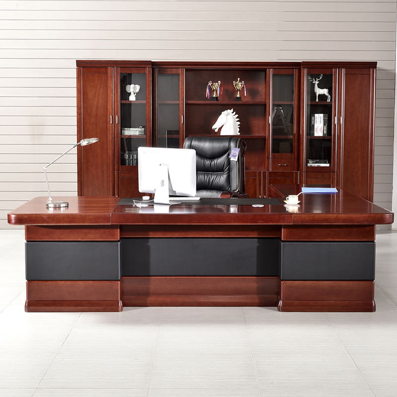 Hefei 3 2 m President table minimalist Hyundai boss table solid wood table and chairs combined large plate tea table desk deputy cabinet