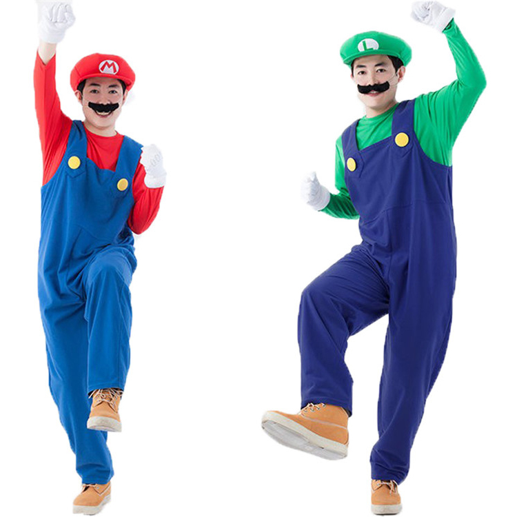 Halloween Christmas Costume Performance Outfit Cosplay Mario Brothers Party Super Mario Costume Adult