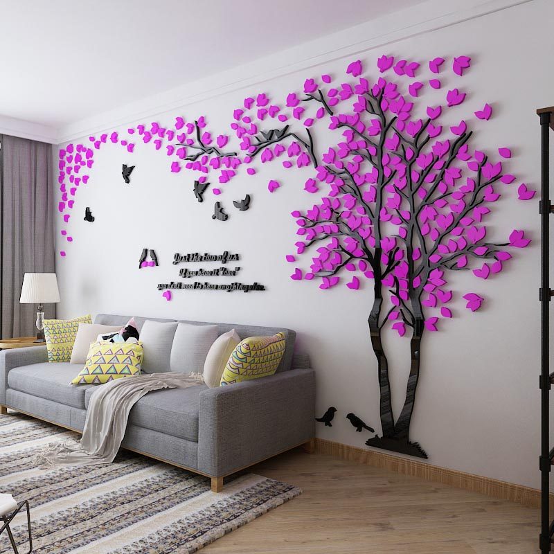 Big tree acrylic 3d wall sticker Living room Creative TV background wall Minimalistic modern home decor