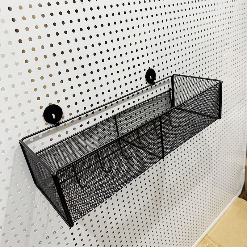 Perforated board accessories metal mesh basket storage rack entry wall
