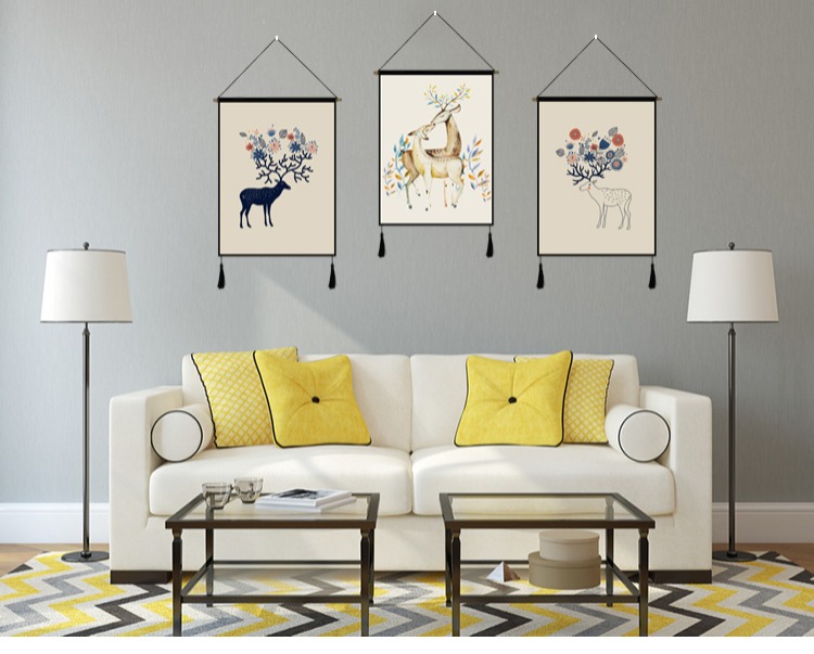 Bắc Âu in elk vải tấm thảm trang trí tường trang trí nền vải mét hộp bìa treo tranh giường treo vải tấm thảm treo tường