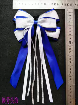Cheerleading Blue Silver Bodybuilding Dance Competition Bow floral headdress Headwear Hairband hairclip band Blue