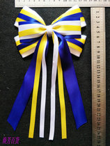  La La fuck Lara fitness dance yellow white and blue dance competition Bow headdress head flower hair accessories hairpin full