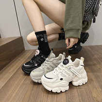 Super versatile ~ Korean version thick-soled versatile ins trendy dad shoes for women new leather mesh sports lightweight casual shoes