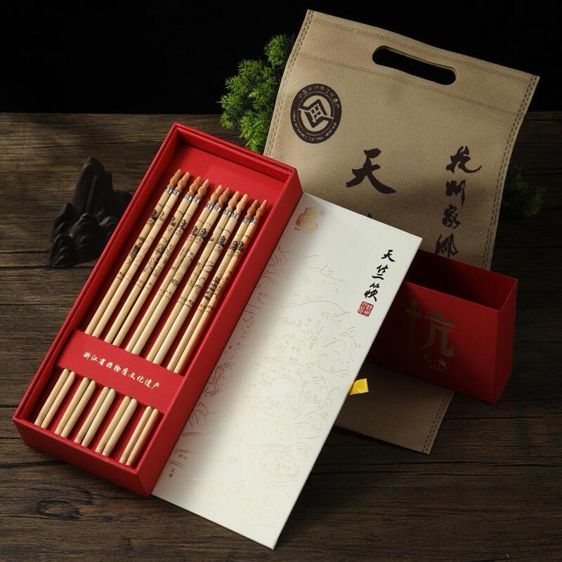 Hangzhou Tianzhu Mountain Bamboo Chopsticks, West Lake Ten Scenic Spots, Natural Eco-Friendly Unpainted Tableware, Traditional Chinese Chopsticks for Home Use 