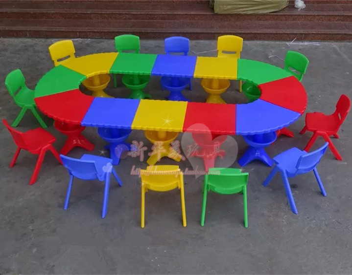 Kindergarten New Baby Learning Toy Table Games Table Children Sector Parquet Table Round Plastic Six Table