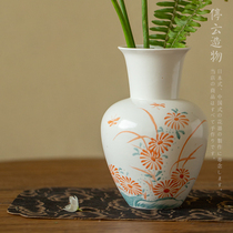Jingdezhen hand-painted ceramic vase ins wind Chinese white porcelain vase wedding room living room decoration decorations