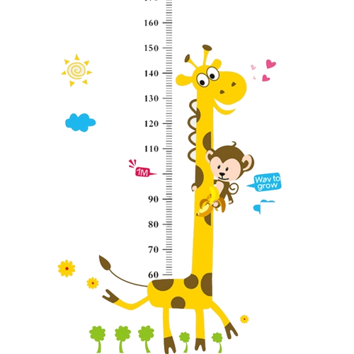Мультяшный детский ростомер, съемная детская наклейка на стену, самоклеющиеся обои