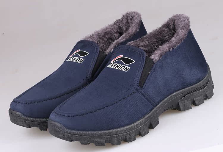 Mùa đông Bắc Kinh giày vải nam giày cotton cao để giúp cộng với nhung dày ấm áp ông già trung niên ông già giày chống trượt giày cao cổ