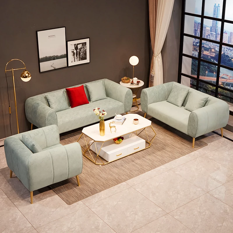 Phong cách bắc âu đồ nội thất vải sofa bàn cà phê kết hợp đơn giản hiện đại căn hộ nhỏ nhà nhiều người phòng khách cửa hàng ghế - Bộ đồ nội thất