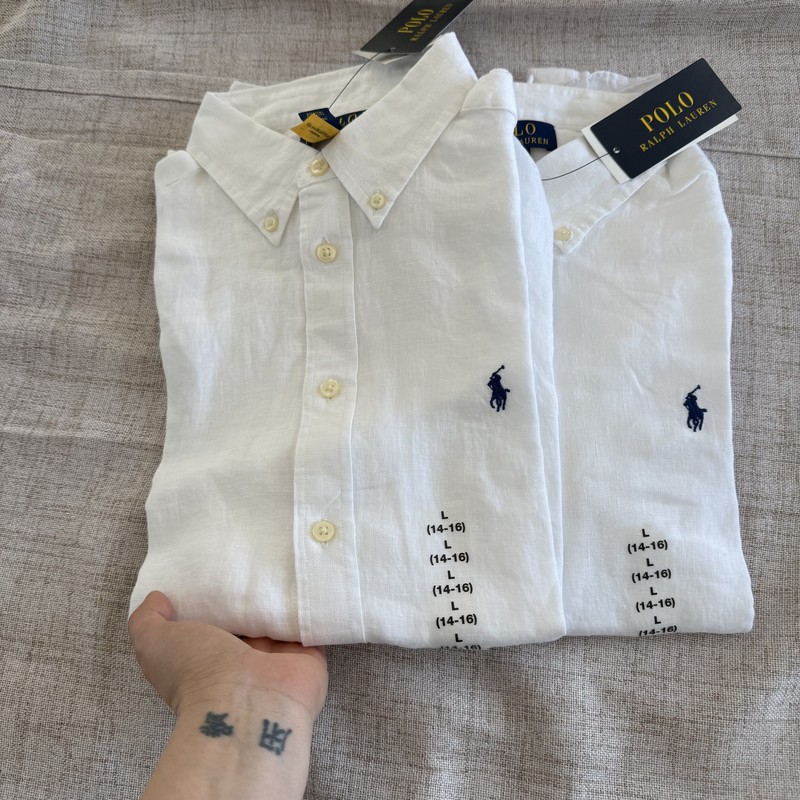 Ralph Lauren Children's Linen Shirt with Pony Logo, Long Sleeves, Regular Shoulders Ralph Lauren Children's Linen Shirt with Pony Logo, Long Sleeves, Regular Shoulders