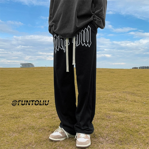 Демисезонные спортивные штаны для школьников для отдыха, в американском стиле, свободный прямой крой