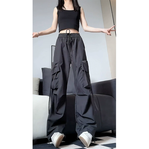 Демисезонные штаны, трендовые повседневные брюки, в американском стиле, свободный прямой крой