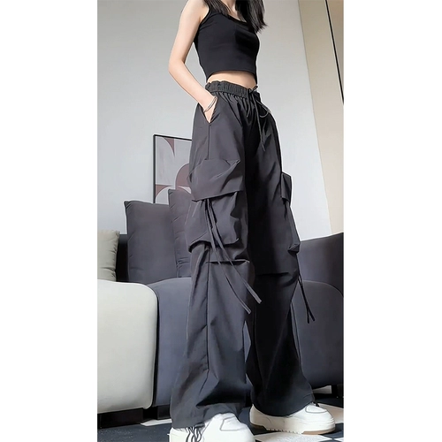 Демисезонные штаны, трендовые повседневные брюки, в американском стиле, свободный прямой крой