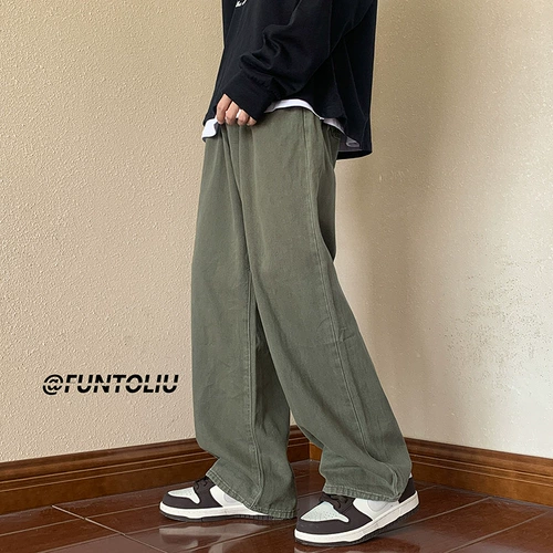 Демисезонные джинсы, штаны, свободный прямой крой