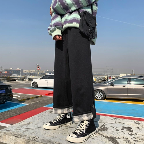 Белые весенние шерстяные штаны, оверсайз, свободный прямой крой