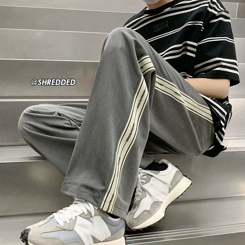 Демисезонные ретро спортивные штаны для отдыха, подходит для подростков, свободный прямой крой