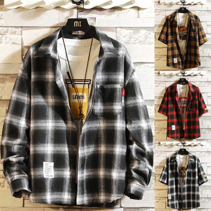 Japanese long sleeved shirt male spring and autumn fat man with large-code shirt loose and Han Edition trend coat