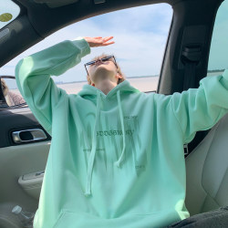 Dopamine Mint Green Hooded Sweatshirt for Men, Spring and Autumn 2025 New Unisex Style Couple Trendy Pullover Top
