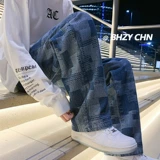 Осенние джинсы, повседневные брюки, штаны, свободный прямой крой, в американском стиле, изысканный стиль, оверсайз