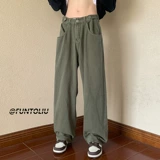 Демисезонные джинсы, штаны, свободный прямой крой