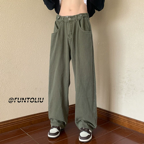 Демисезонные джинсы, штаны, свободный прямой крой