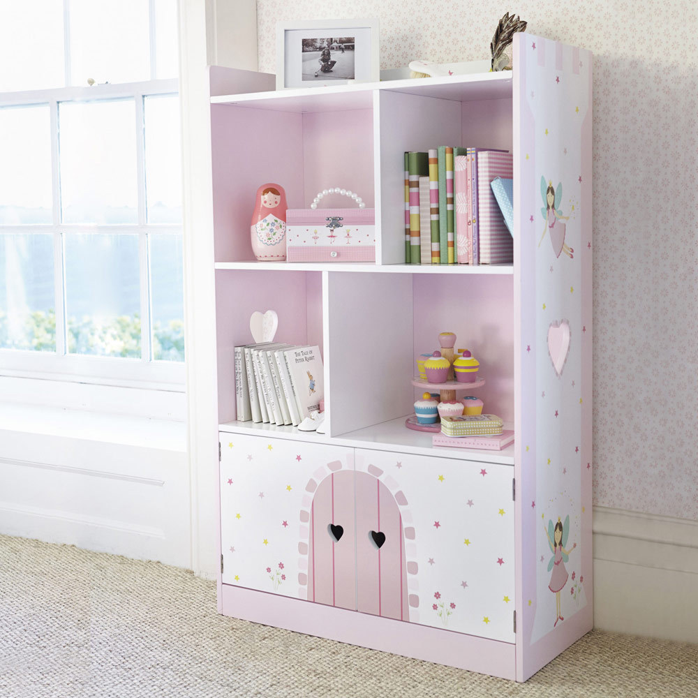 Girl creative cartoon bookcase with door Children's bookcase Pink bookcase Simple free combination storage locker