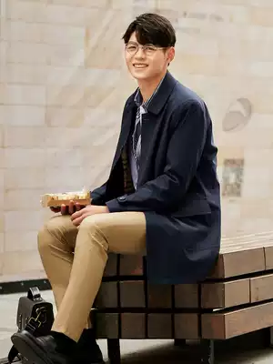 Y red bean men's long version of trench coat 2021 autumn new men's business casual jacket English style coat tide