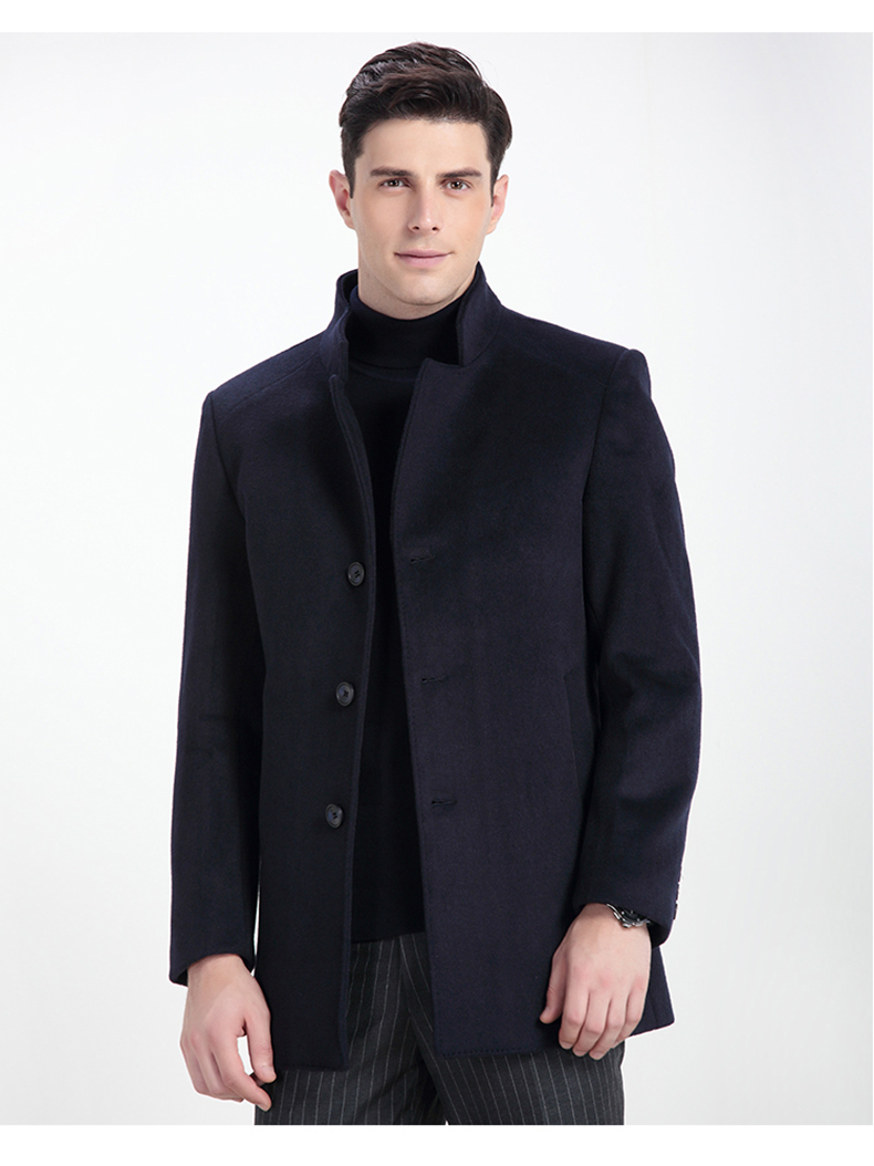 Hodo Đậu Đỏ Nam Mùa Đông Nam Đứng Cổ Áo Slim Kinh Doanh Bình Thường Wool Coat Áo Khoác Nam 0795