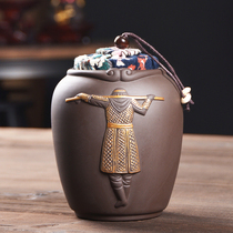 Qi Tian Da Sheng Purple sand tea pot Household small storage pot Portable storage sealed pot Tea warehouse 悟空 tea bucket