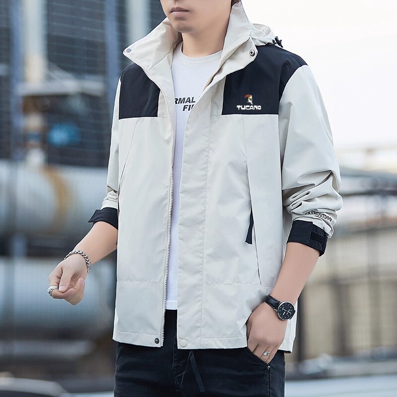 Woodpecker Spring and Autumn Men's Casual Jacket Outdoor Windbreaker Sports Mountaineering Windproof Waterproof Jacket Trendy Large Size