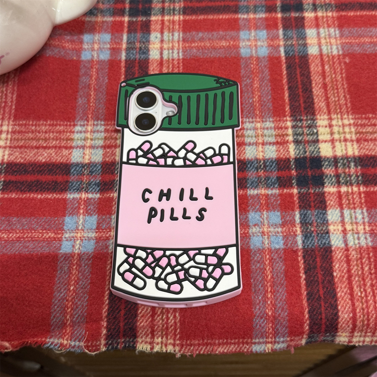 Cute Chill Pills Silicone Pink iPhone Case