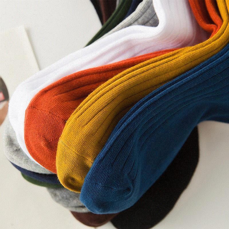White men's yellow trend orange mid-tube men's college style black socks green Japanese long white