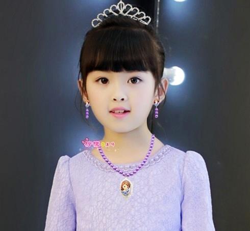 Children's Jewelry Set Frozen Princess Crystal Gemstone Necklace Girl Pink Bracelet Decorative Hair accessories