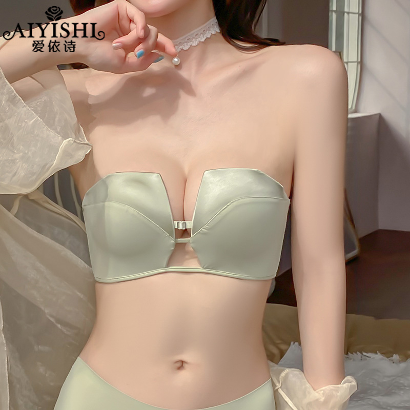 Lingerie women's small breasts gather up the big merry-back unscarred underwear Smear Without Steel Ring Sexy Bra Thin summer