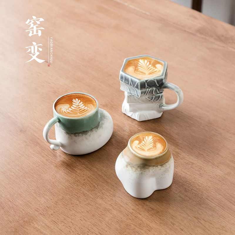 Ceramic Life: Nordic Designer Creative Geometric Texture Ceramic Coffee Cup, Modern Minimalist Cross-Border Handmade Water Cup
