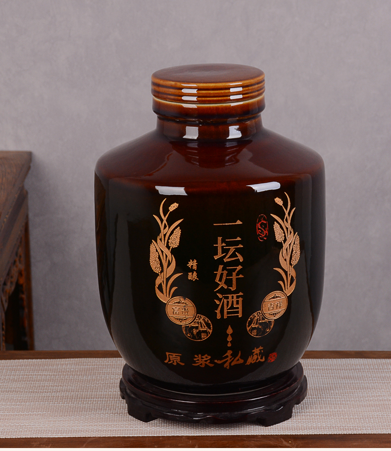 Home 5 jins of archaize of jingdezhen ceramic wine jar 10 jins to empty it with cover sealing liquor brewing tank