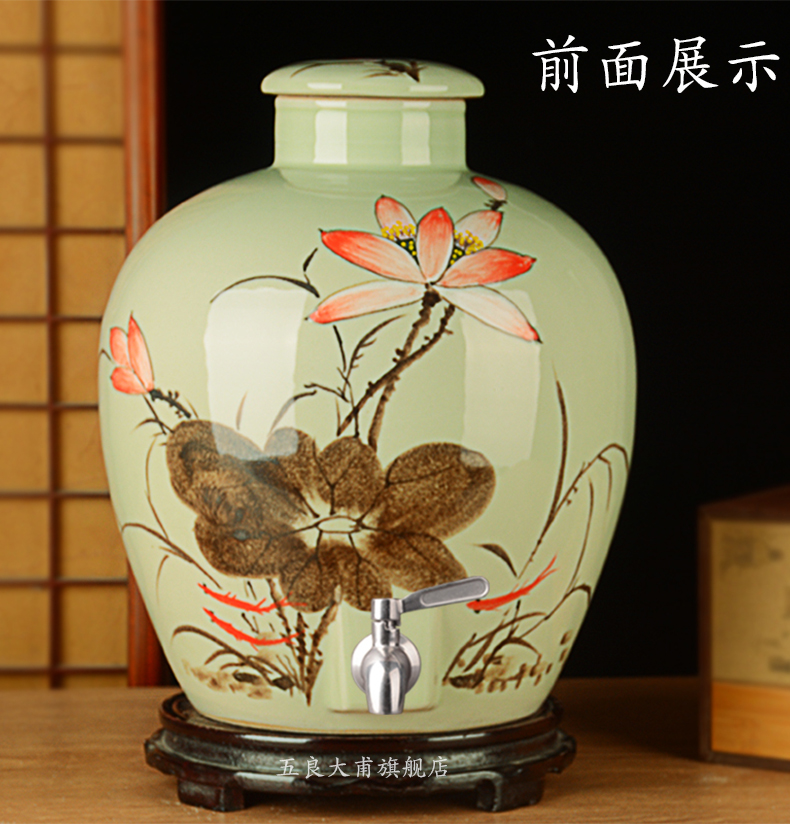 Jingdezhen hand - made ceramic terms jars 10 jins 20 jins 30 to 50 jins cylinder with leading domestic liquor wine jars