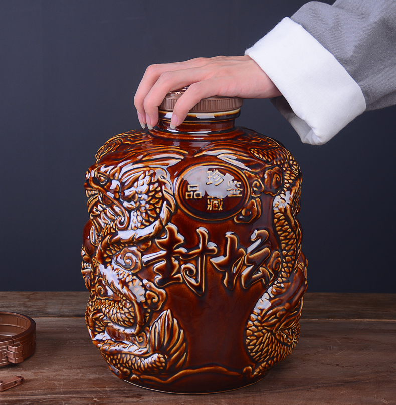 Archaize ceramic wine jars home 10 jins 20 jins to seal it jingdezhen creative furnishing articles aged wine bottles