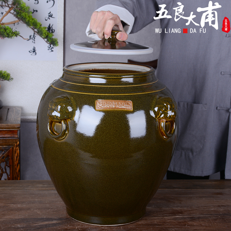 Jingdezhen ceramic barrel with cover home 15 kg 30 jins of 50 kg 100 vintage ricer box archaize seal storage tank