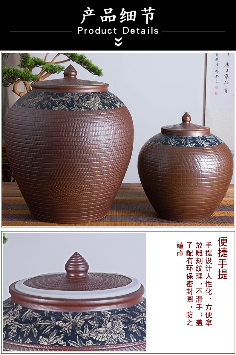 Jingdezhen ceramic barrel of flour bucket home 20 jins 50 kg 100 jins with cover insect - resistant moisture storage m as cans