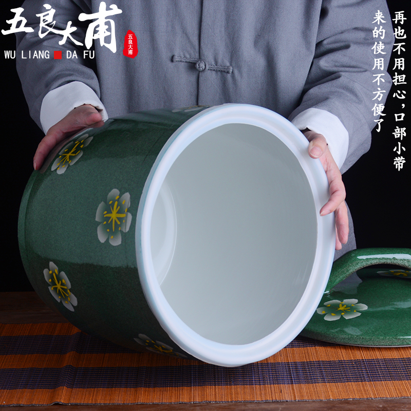 Jingdezhen ceramic barrel with cover home 10 jins 20 to 30 jins flour barrels old insect - resistant seal storage tank