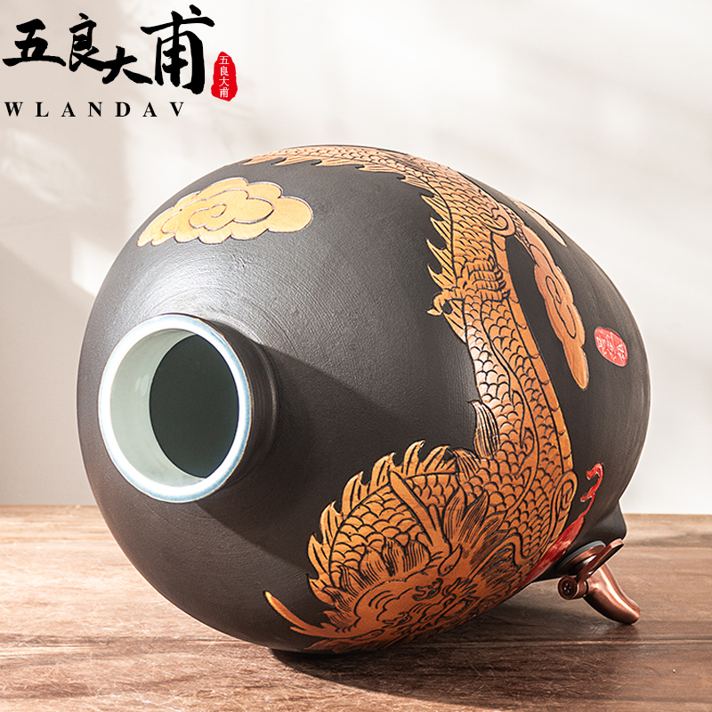 Jingdezhen ceramic wine jars home 10 jins 20 jins 50 to hoard sealing liquor with leading wine barrel