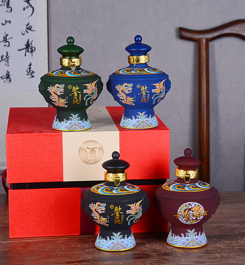 Jingdezhen ceramic jar home half catty 1 catty 5 to creative wine bottle furnishing articles antique little hip virgin pulp