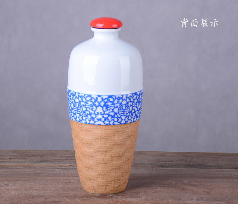 Jingdezhen one jin of an empty bottle with ceramic with gift box home antique liquor bottles wine SanJiu airtight container