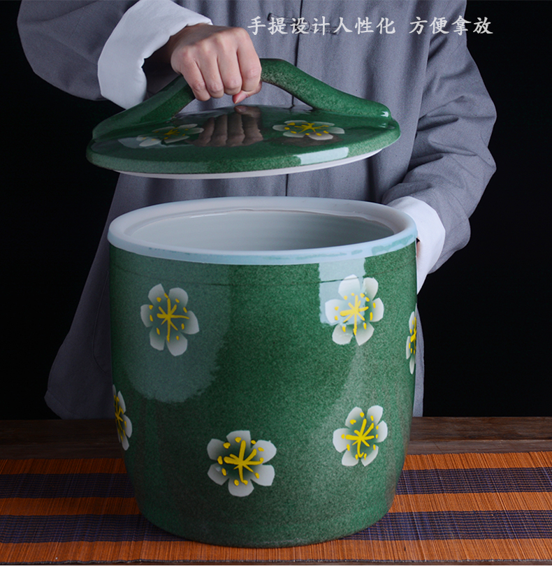 Jingdezhen ceramic barrel with cover home 10 jins 20 to 30 jins flour barrels old insect - resistant seal storage tank