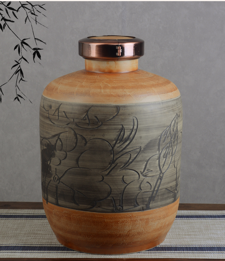 Archaize of jingdezhen ceramic mercifully wine jars home 20 jins 30 jins 50 put liquor cylinder qingming scroll sealed as cans