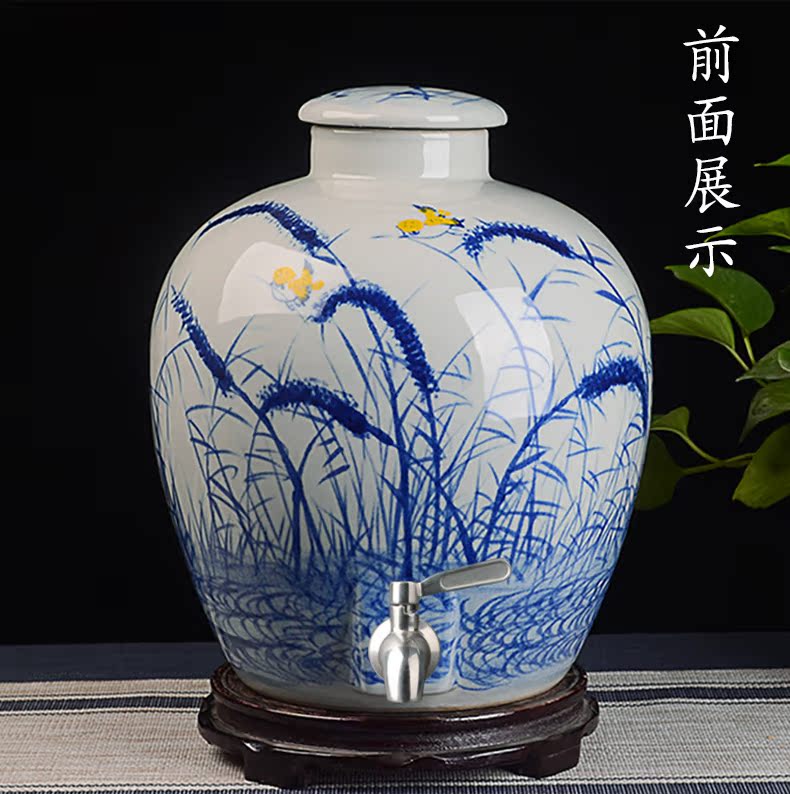 Jingdezhen hand - made ceramic terms jar jar of archaize home 20 jins with leading liquor sealing the glass bottle